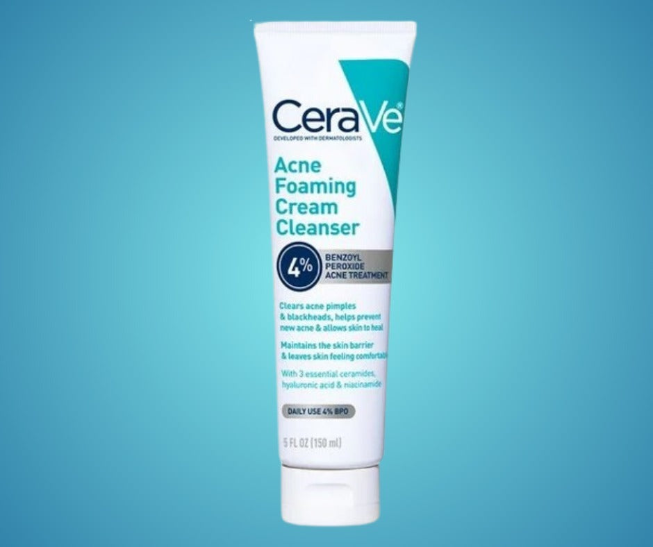 CeraVe Acne Foaming Cream Cleanser 4% Benzoyl Peroxide | Oil Control & Acne Care Face Wash (120ml)