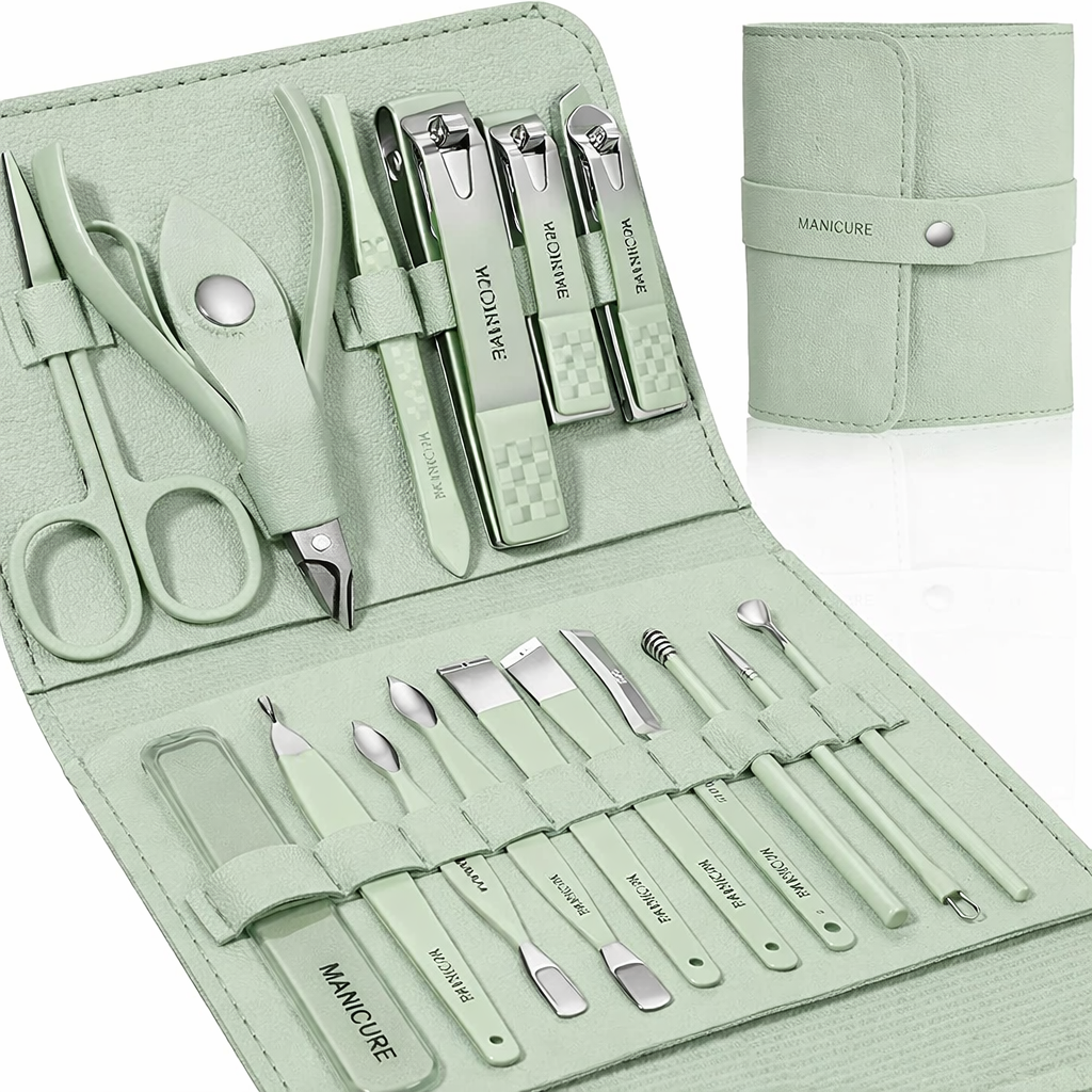 16-in-1 Stainless Steel Nail Care Kit | Manicure & Pedicure Tool Set with Case (Random Color)
