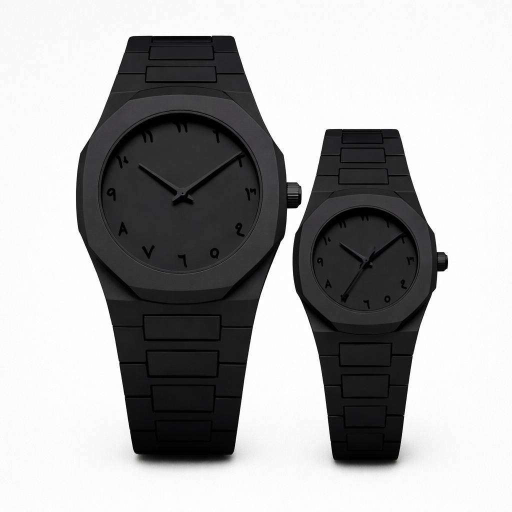 Black Aura Couple Watch Set | Elegant Matching Watches for Men & Women
