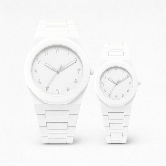 White Aura Couple Watch Set | Elegant Matching Watches for Men & Women