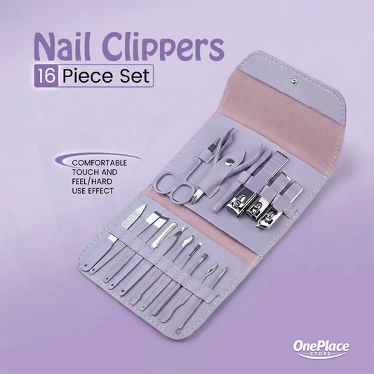 16-in-1 Stainless Steel Nail Care Kit | Manicure & Pedicure Tool Set with Case (Random Color)