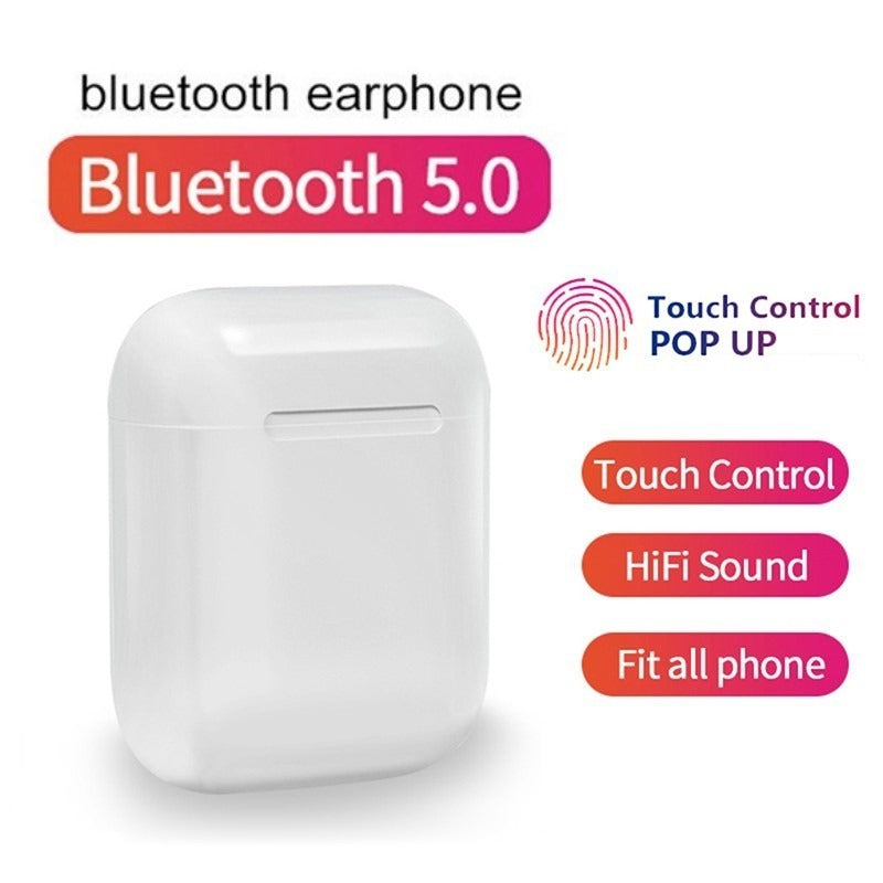 TWS AirPods – HiFi Sound, Smart Touch, Bluetooth Earbuds with Mic – White
