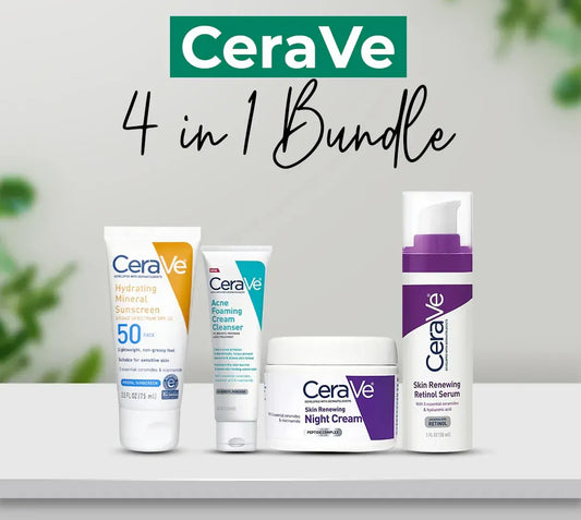 CeraVe Complete Skincare Combo Kit | Sunscreen SPF 50, Acne Cleanser, Retinol Serum & Night Cream for Healthy Skin
