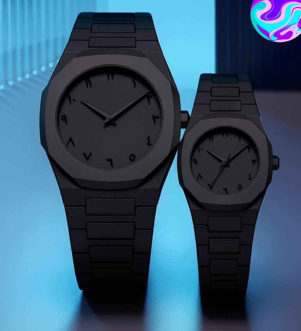 Black Aura Couple Watch Set | Elegant Matching Watches for Men & Women