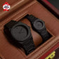 Black Aura Couple Watch Set | Elegant Matching Watches for Men & Women